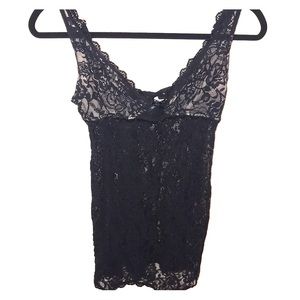 Black lace teddy with nude lined cups